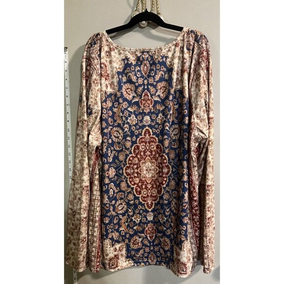 Womens Paisley Shirt Blouse 2X Long Sleeve Lightweight Easy Care - Picture 2 of 3